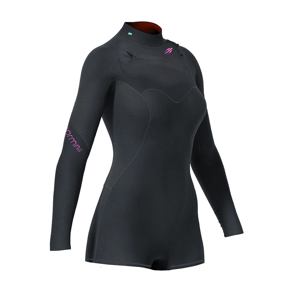 Short john manga longa chestzip 1mm feminino diva pro uv-suit surf