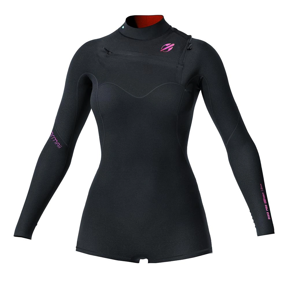 Short john manga longa chestzip 1mm feminino diva pro uv-suit surf